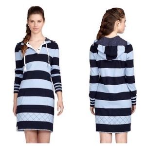 Women’s BROOKS BROTHERS Blue Cotton Striped hooded Rugby Dress LARGE